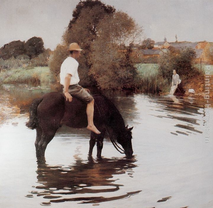Jules-Alexis Muenier Jeune paysan faisant boire son cheval